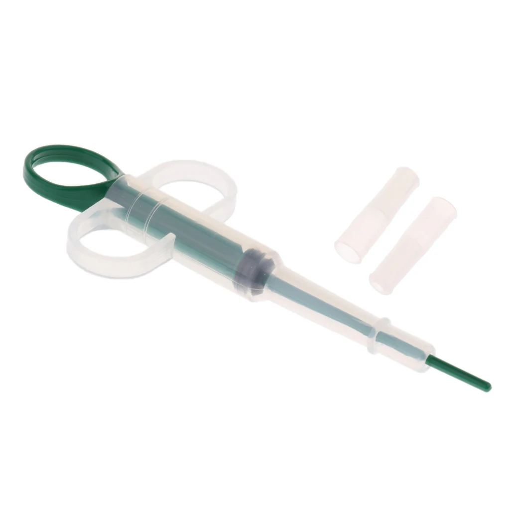 Plastic Pet Cat Dog Pill Tablet Feeder Reuseble Injector Doser Medical Feeding Tool with Soft Tip - Green