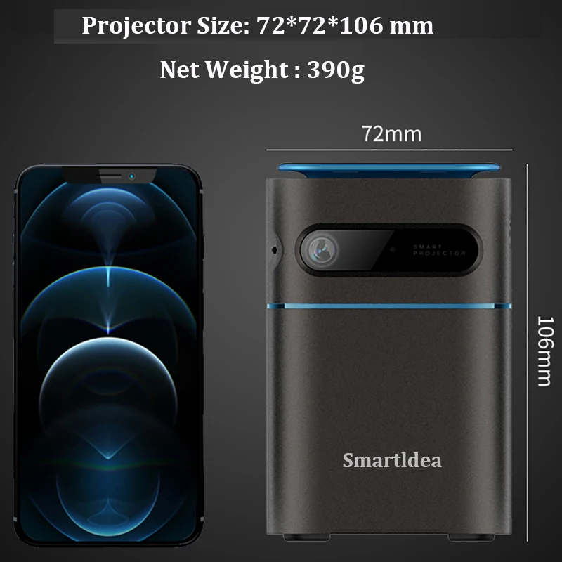 Proyector Portátil LED Mini D042 350 ANSI Lumens Android 9.0 HDMI/USB/Bivolt