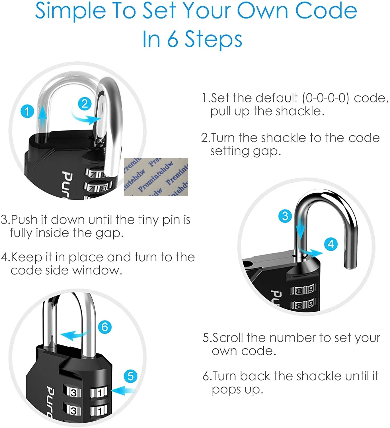 10Pcs Combination Lock 4 Digit Padlock For School Gym Locker Sports Fence Toolbox Gate Case Black Red Blue Silver