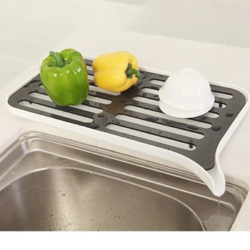 

Double Layer Fruit and Vegetable Drain Board Rack Kitchen Countertop Sink Dish Drainer Tray Removable Drying Tray Holder