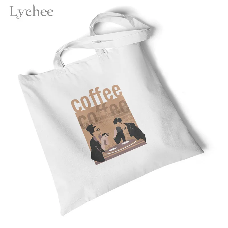 Lychee Harajuku экологические сумки для покупок Женская парусиновая сумка с буквенным принтом повседневные студенческие сумочки пляжная большая белая сумка на плечо