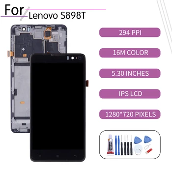 

5.3"ORIGINAL For LENOVO S898T LCD Touch Screen Digitizer Assembly For Lenovo S898T Display with Frame Replacement S898 Screen