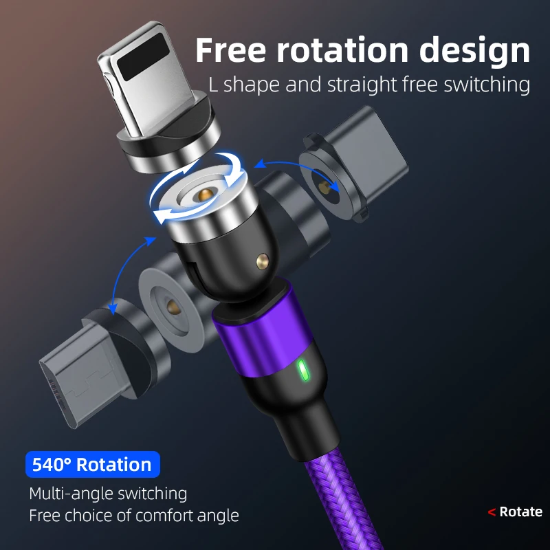 SUNPHG частный режим вращения на 540 градусов Магнитный кабель Micro usb зарядный провод