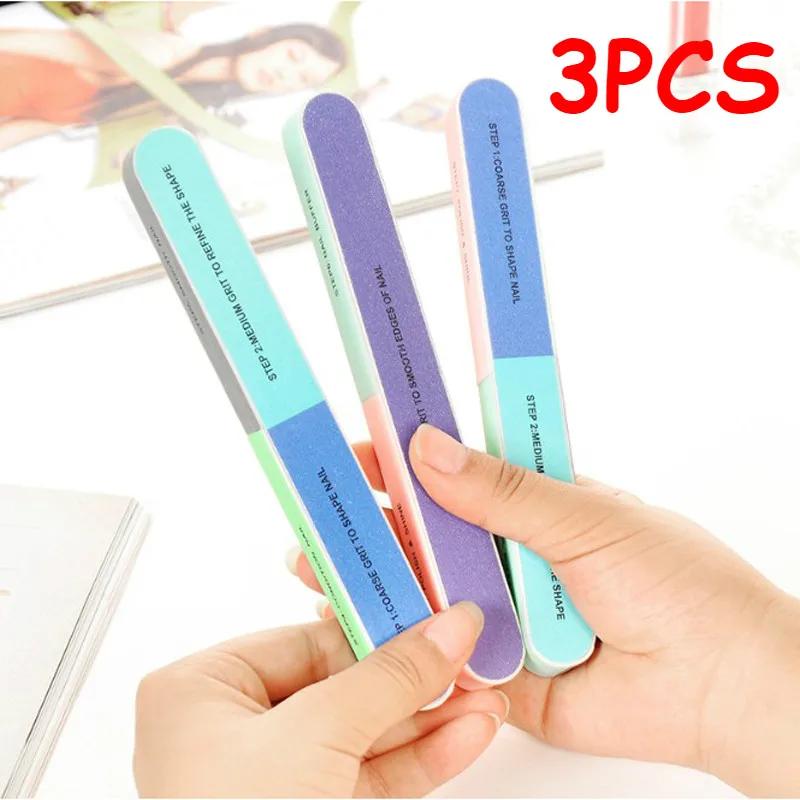 3/5/6Pcs Polishing Nail File Professional DIY Manicure Tools Sponge Salon Six-sided UV Gel White Nail Polish Buffer Strips Set - Цвет: 3 PCS