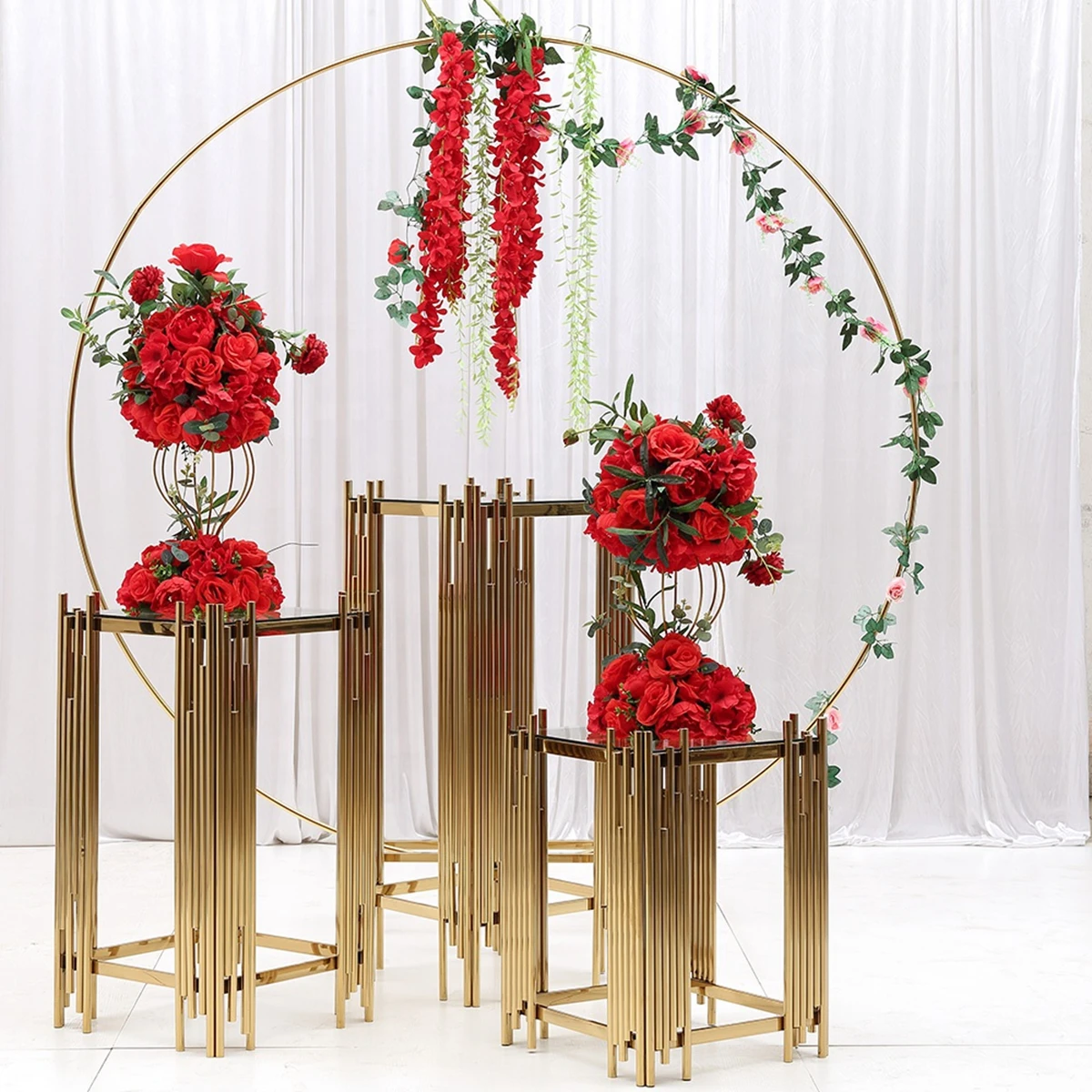 

3 шт./компл.) женское только) Королевское свадебное украшение в стиле Ближнего Востока, банкетная Цветочная подставка из нержавеющей стали AB1131