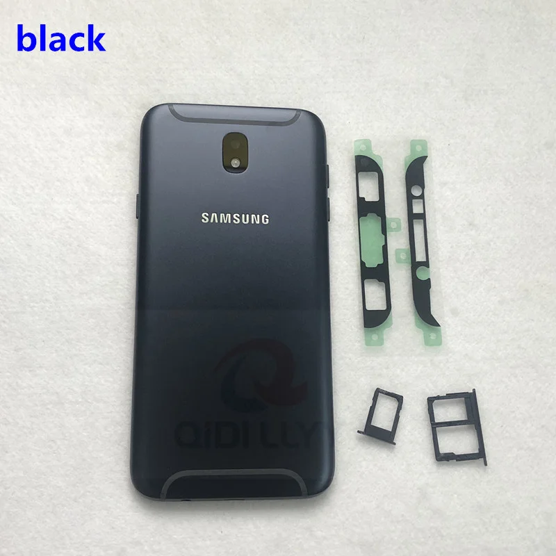 Черный Для Samsung Galaxy J3, J5, J7 года J330F J530F J730F промежуточный Корпус задняя крышка батареи с кнопками громкости питания - Цвет: Черный