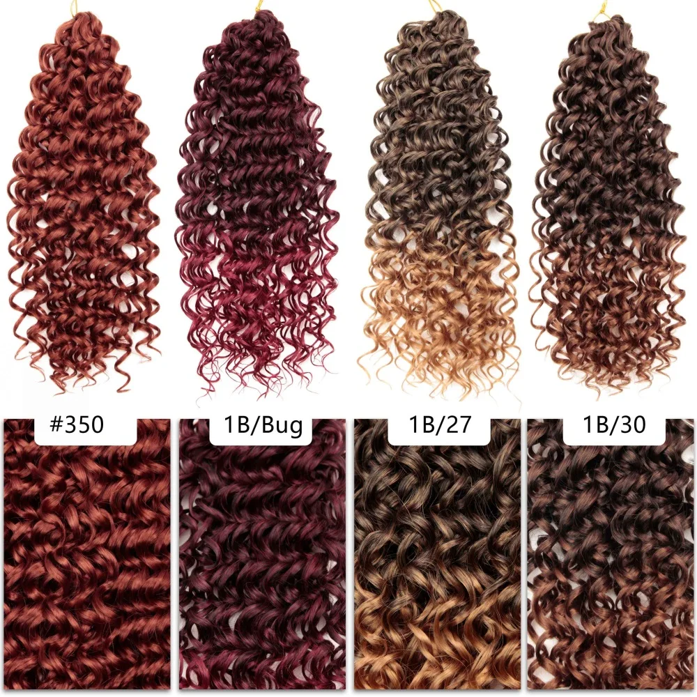 Wavy Strands Crochet Braid Hair10 14 &18inch Synthetic Ombre Wavy Curls Afro Curls Hair For Women Low Tempreture Deep Wave