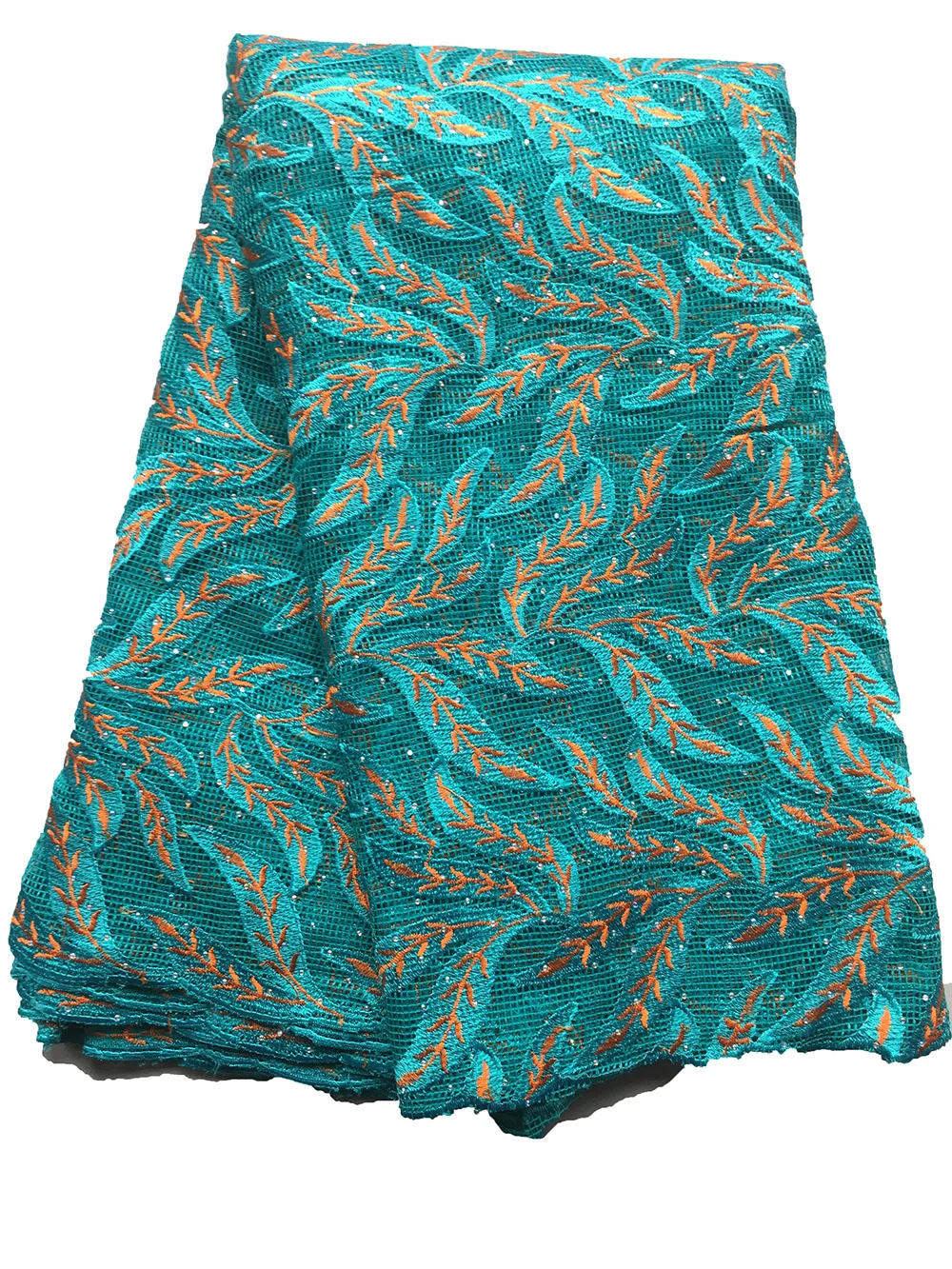 Aqua lace Горячая жженая оранжевая Кружевная Ткань Свадебный Африканский шнур кружевная ткань нигерийский стиль асоби кружевной материал 5 ярдов/партия - Цвет: Aqua lace
