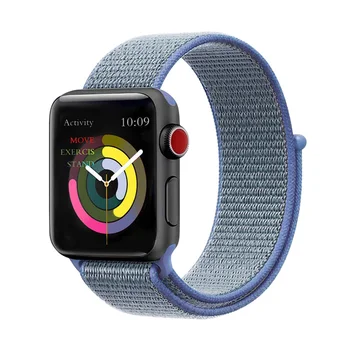

For Apple Watch 4 5 Nylon Sport Loop Band 40 44mm Tahoe Blue Strap I Watch Series 1 2 3 Wristband Bands Watch Accessories