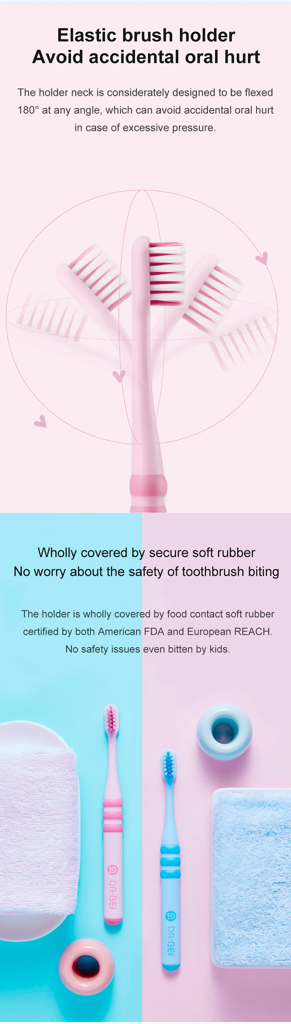 DR BEI Kids Tooth Mini Brush Deep Clean Soft Sandwish-bedded Texture Oral Care description image 2