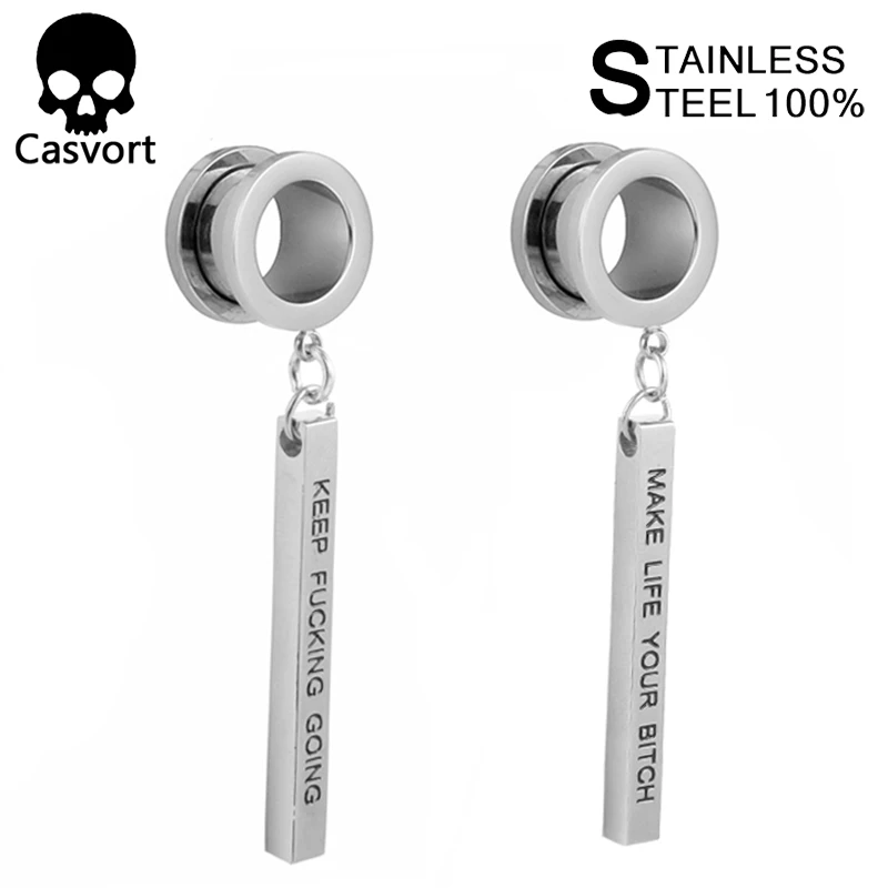 Casvort, 2 шт., серьги для пирсинга, расширитель, туннель, заглушка, Висячие шпильки, седло, ушные измерители, носилки, модные украшения для пирсинга тела, подарок