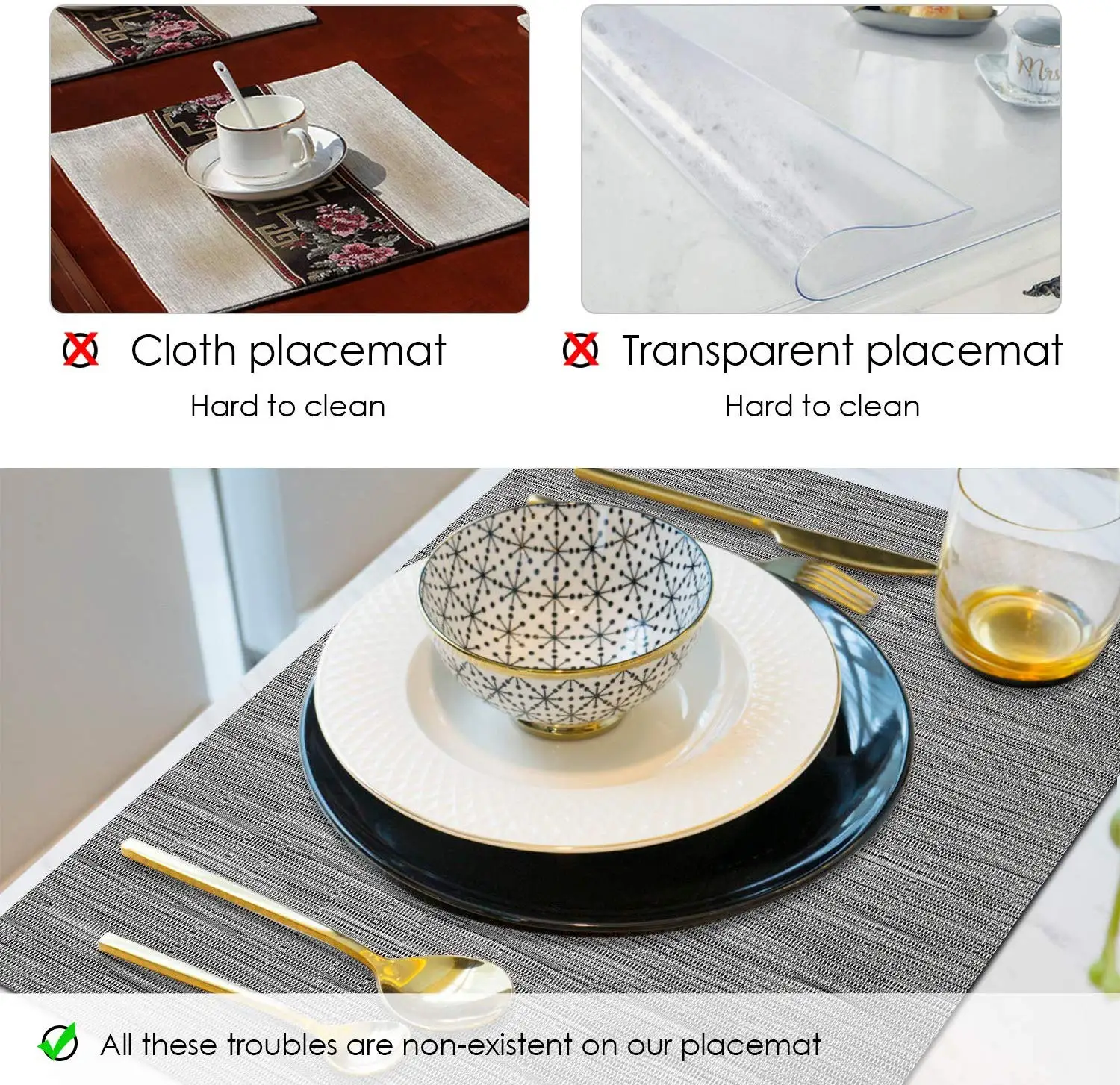 metable Table Mats Set with 4Placemats 4Coasters 1Long Resistant Anti Slip Table Place Mats and Coaster Sets for Home Restaurant
