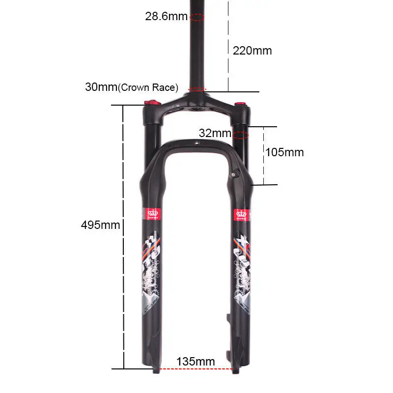 2" велотренажер вилка Блокировка Fat Bike пневматическая подвеска вилки 135 мм для 4,0" шиномонтажная Подвеска Вилка для горного велосипеда