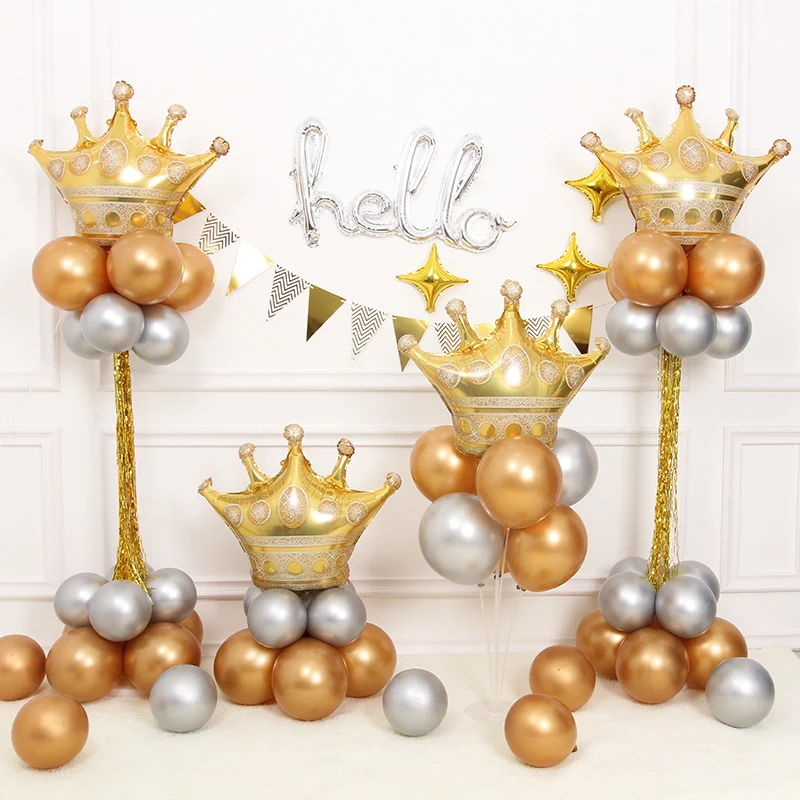 Morndew 5 PCS Happy Birthday Crown 1 Foil Balloons for Children 1st Birthday Party Gender Reveal Party Baby Shower 1st Anniversary Party Decorations