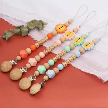 

Personalized Name Handmade Silicone Pacifier Chains Safe Teething Chain Baby Teether Eco-friendly Pacifier Clips Holder Chain