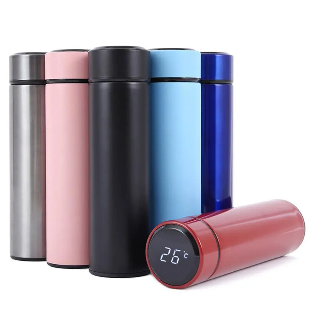 Waterproof Stainless Steel Digital LED Touch Screen Heat Insulation Water Bottle Household Drinkware