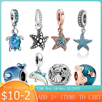 

Hot Sale Authentic 925 Sterling Silver Mermaid Beads Charms Fit Original 3mm Bracelet DIY Jewelry Making Dropshipping