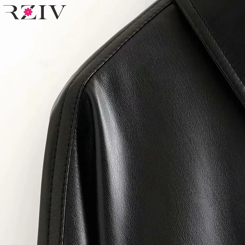 RZIV осенне-зимняя женская куртка повседневная однотонная декоративная куртка из искусственной кожи с карманами