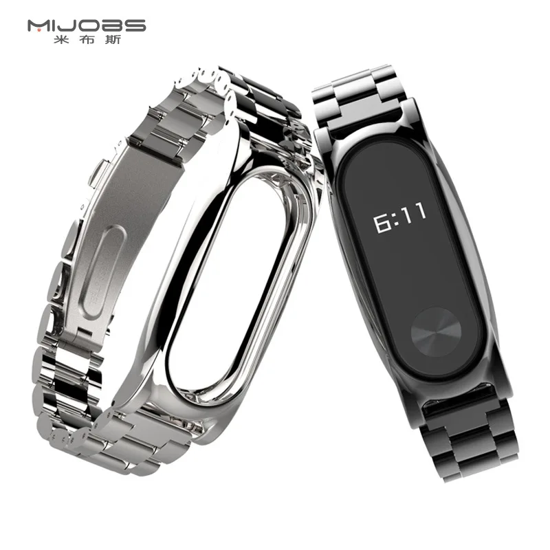 Оригинальный металлический ремешок mijobs для Xiaomi Mi Band 2 Безвинтовой браслет из