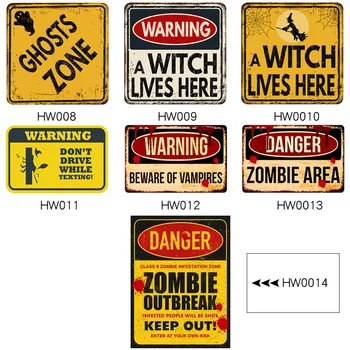 

Vintage Plaque Tin Sign Halloween Horror Film Movie Poster Wall Stickers Plaque Plate Club Classical Retro Paint Warning sticker