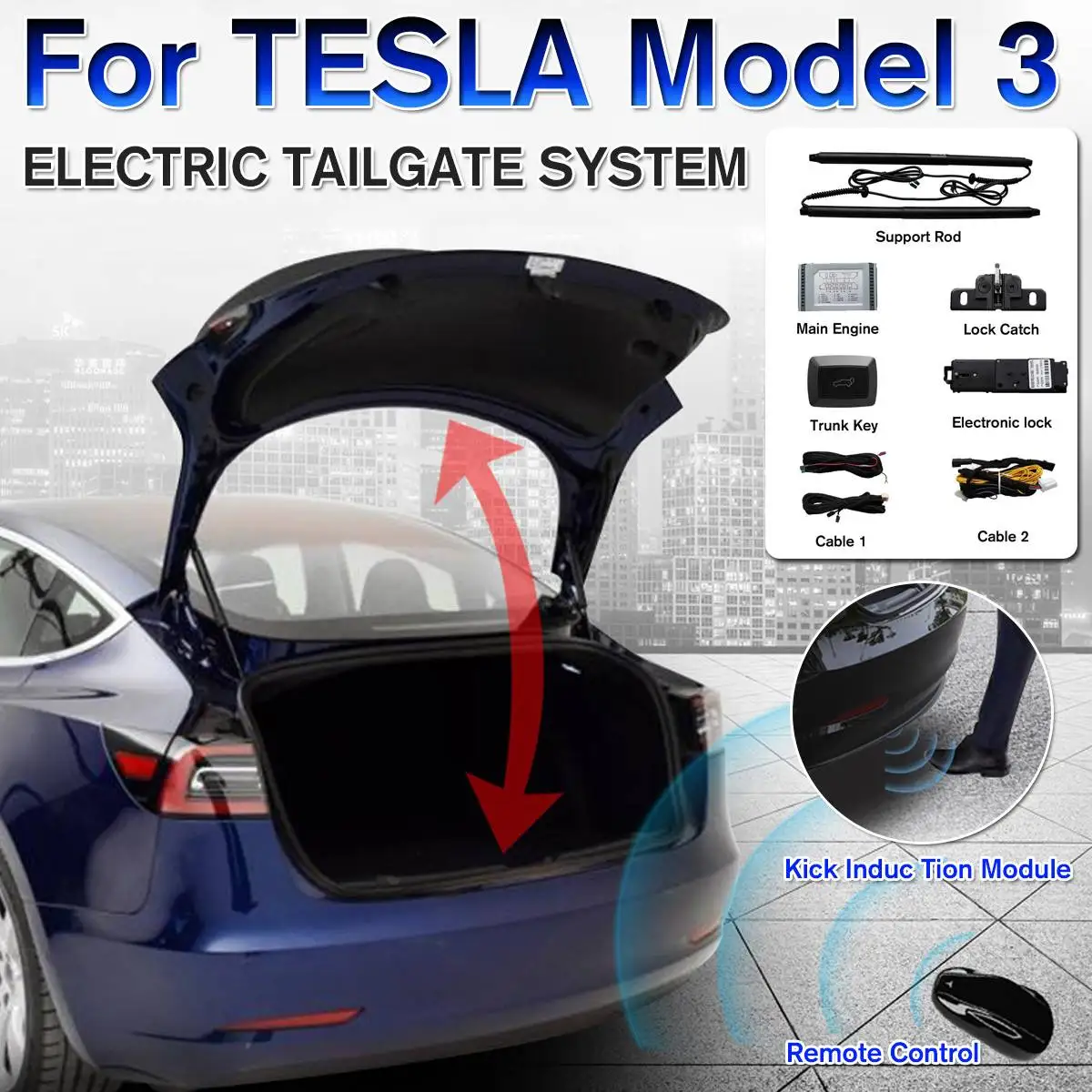 

Car Electric Tail Gate Lift Tailgate System with Remote Control with Intelligent Sensing Function of Foot Kick For TESLA model 3