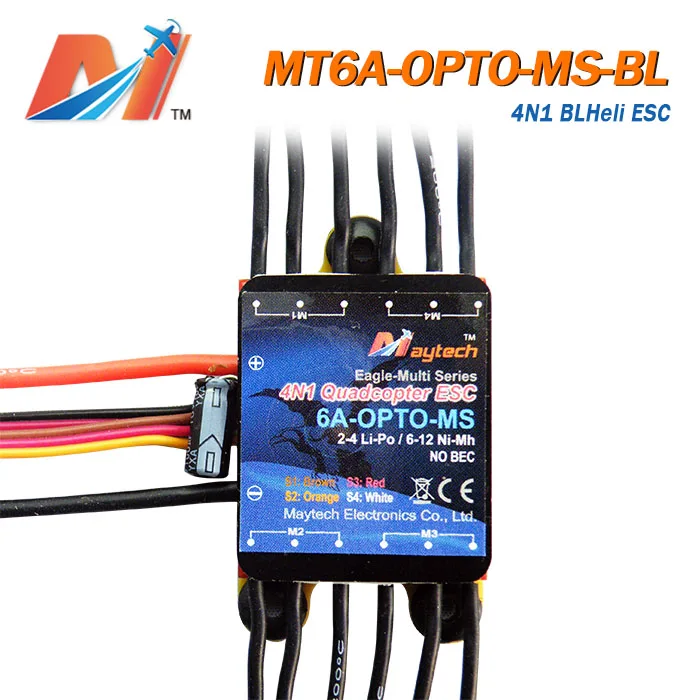 Maytech распродажа бесщеточный dc контроллер двигателя 6A 4 в 1 BLHeli прошивка ESC для rc Квадрокоптер Дрон
