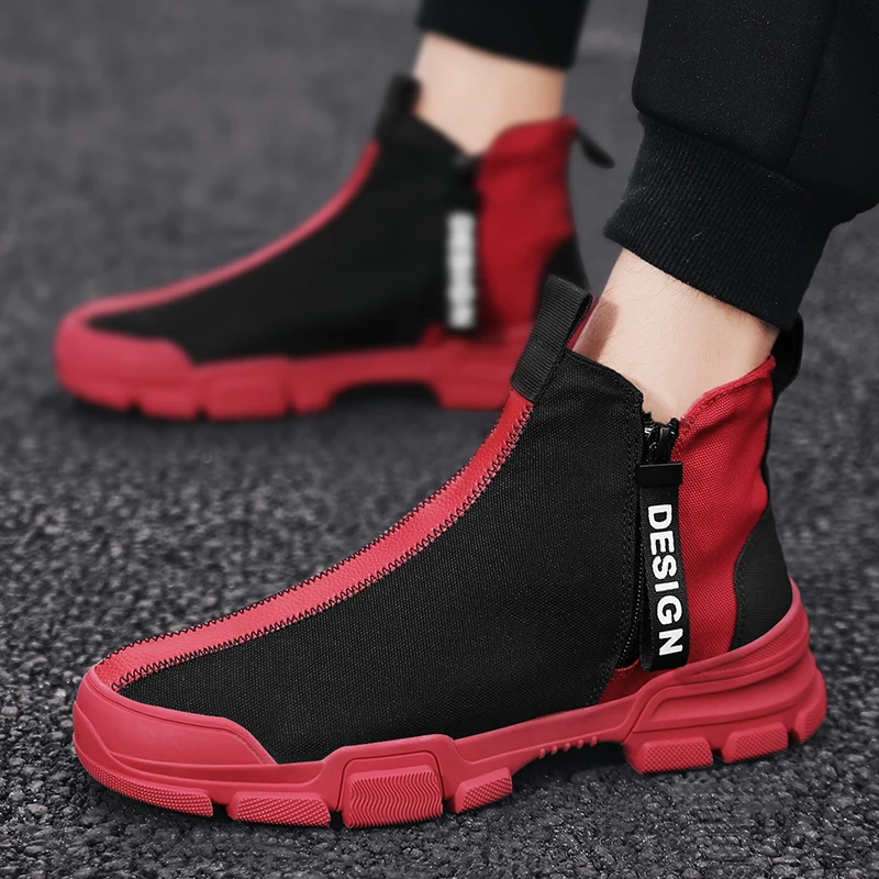 

Spring/Autumn Casual Sneakers Men Brand Fashion Shoes Men Comfortable Men Flats Shoes Anti Slip Canvas Shoes Mens Zip Shoe Mens