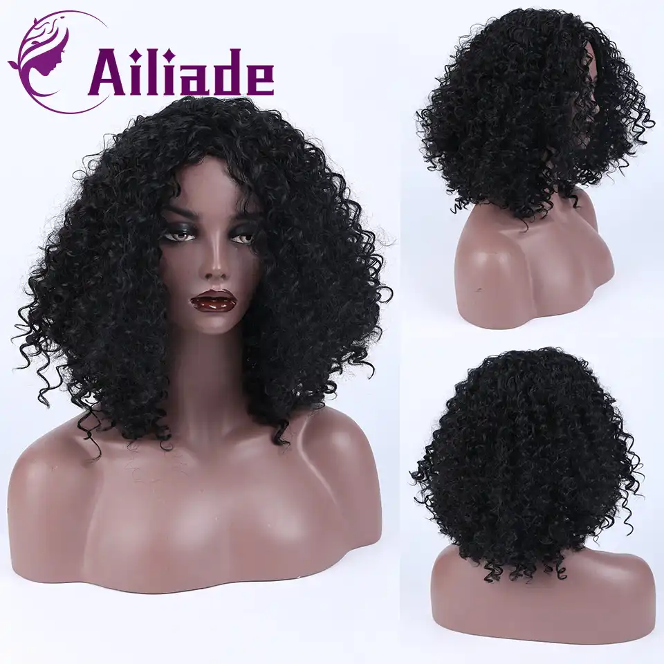 Ailiade 14 Dyujmov Korotkie Chernye Miks Korichnevyj Cvet Kudryavye Vyushiesya Volosy Pariki Dlya Chernyh Zhenshin Afrikanskie Pricheski Sinteticheskie Volokna Volos Aliexpress