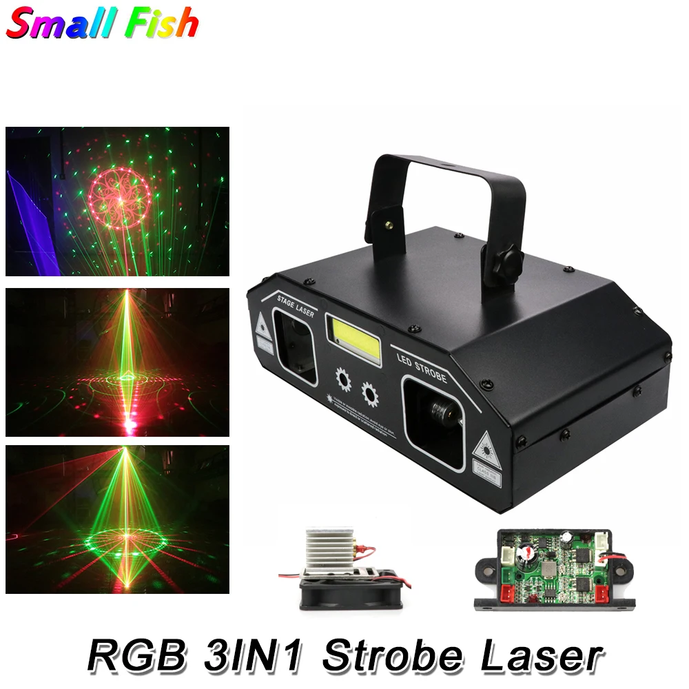 Лазерсветильник RGB Стробоскоп 3-в-1 высокоточный сканер с шаговым двигателем и