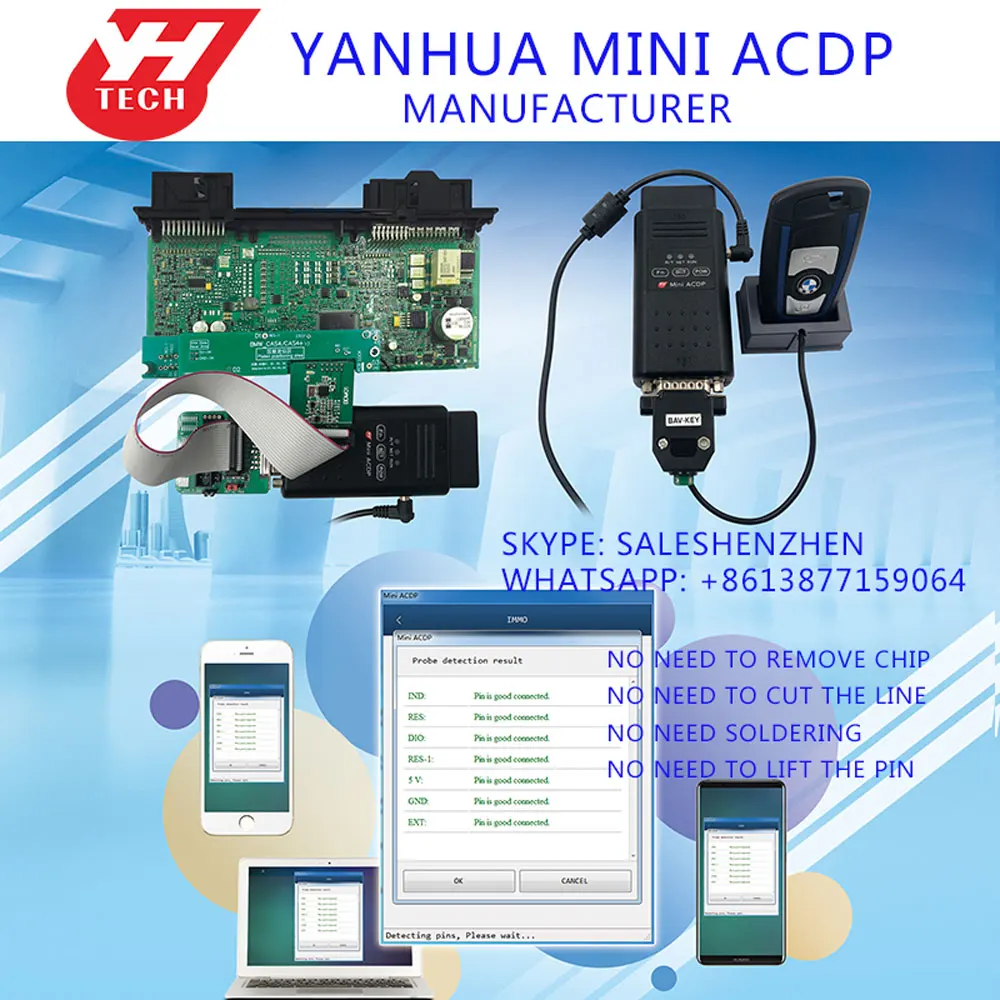 Yanhua Mini ACDP 12 модулей для BMW CAS FEM Land Rover KVM Porsche BCMMB91F Fit, KIA, Sonata 9, MQB, EGS VOLVO программирование ключей