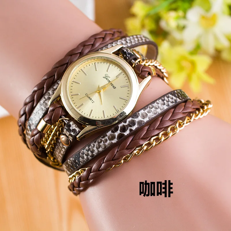 

Customizable Korean-style Fashion Graceful Ladies' Watch Fashion Geneva Crocodile Pattern Snakeskin Winding Watch