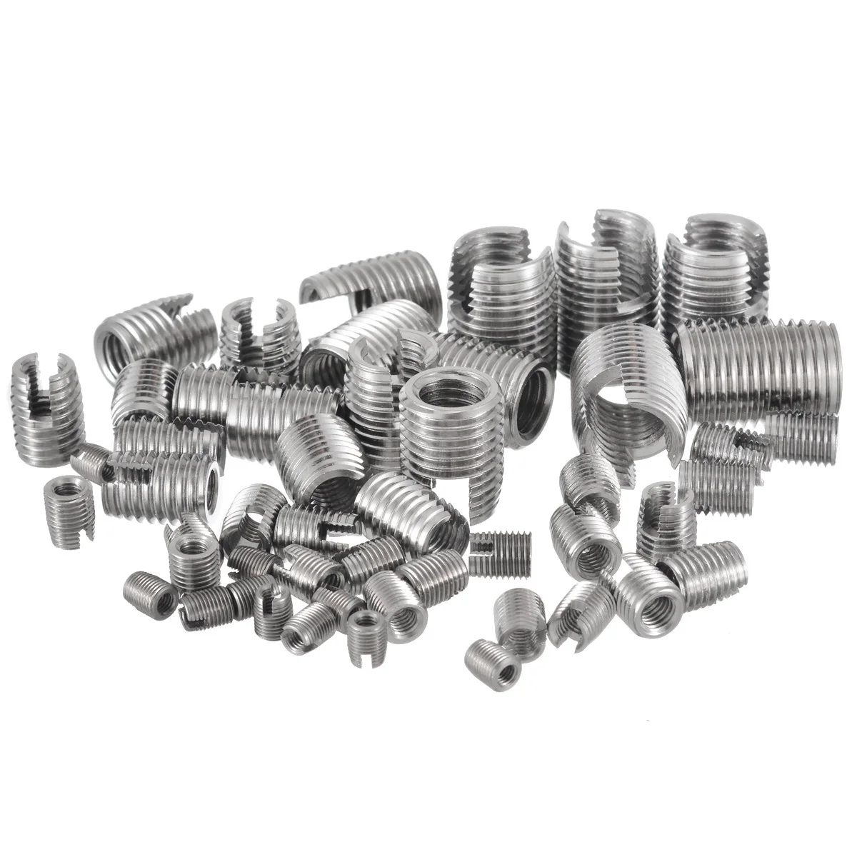 

50Pcs/Set Silver Stainless Steel Thread Repair Insert Kit M3 M4 M5 M6 M8 M10 M12 Slotted Wire Thread Repair Insert High Quality