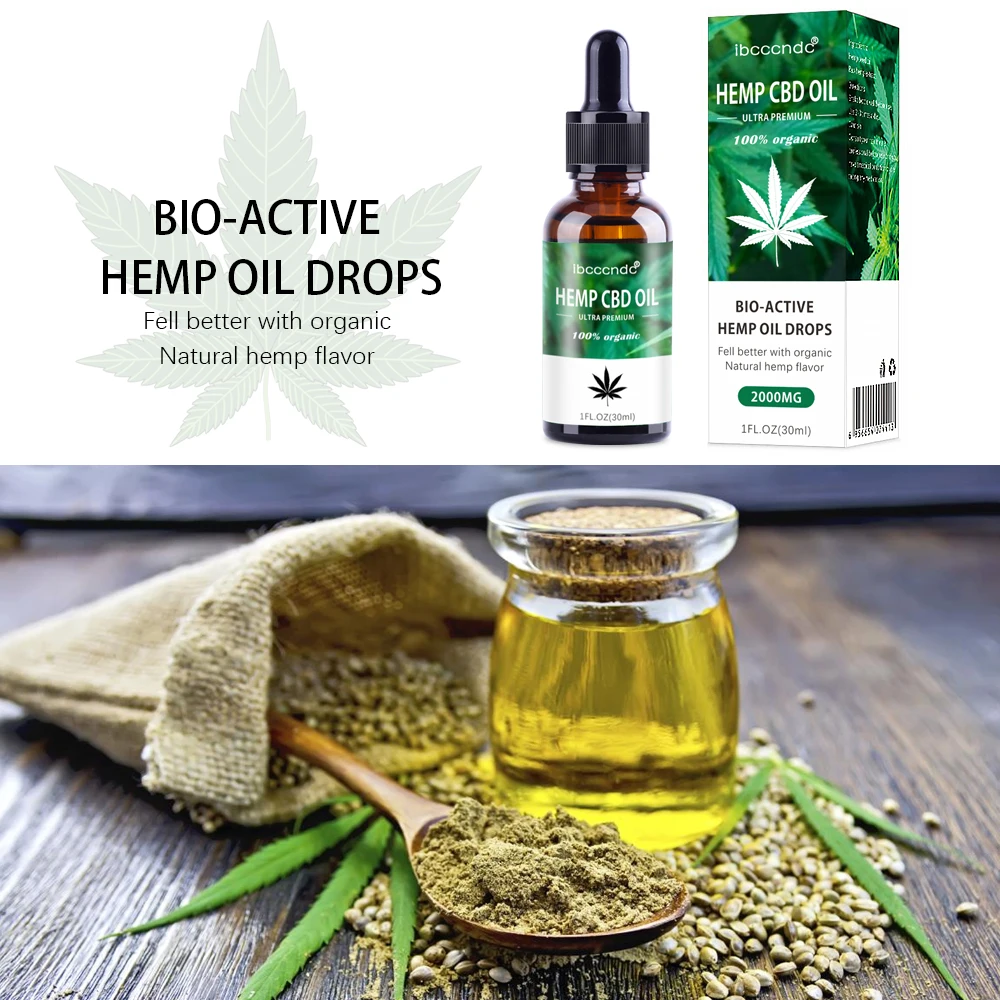 30ml Organic Hemp CBD Oil Drops Seed Essential Oil Massage Essence Extract Drop for Pain Relief Helps Sleep Relieve Stress