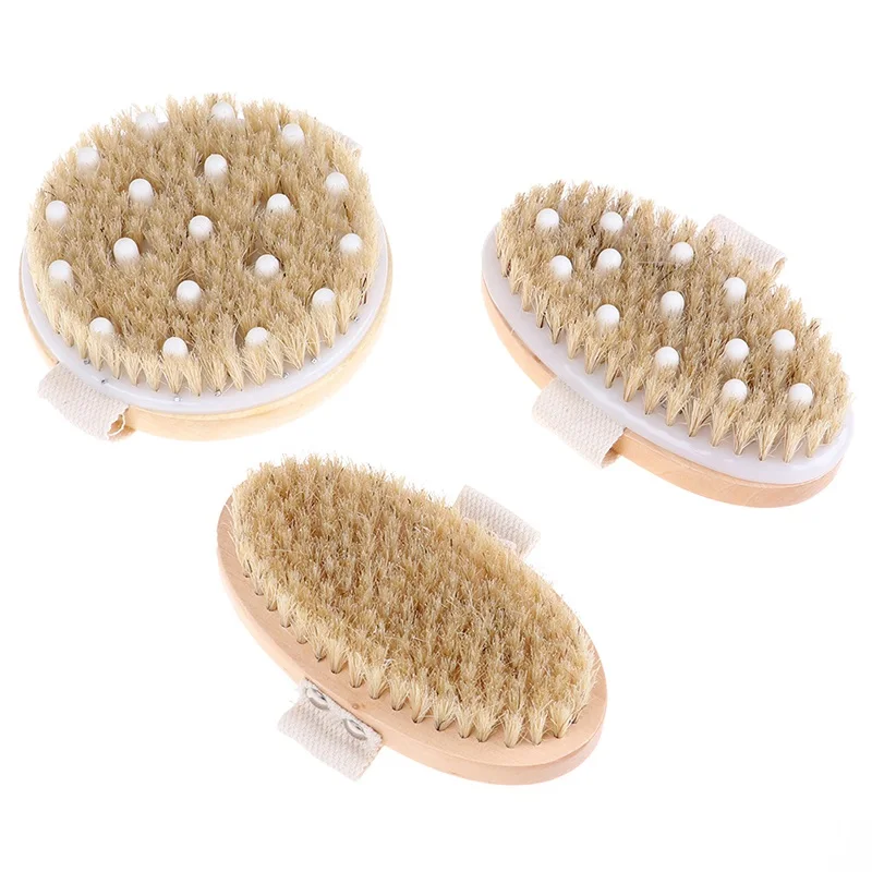Soft Natural Bristle SPA Massage Brush Bath Shower Brush Massage Shower Cleaning Body Brush Without Handle Skin Care