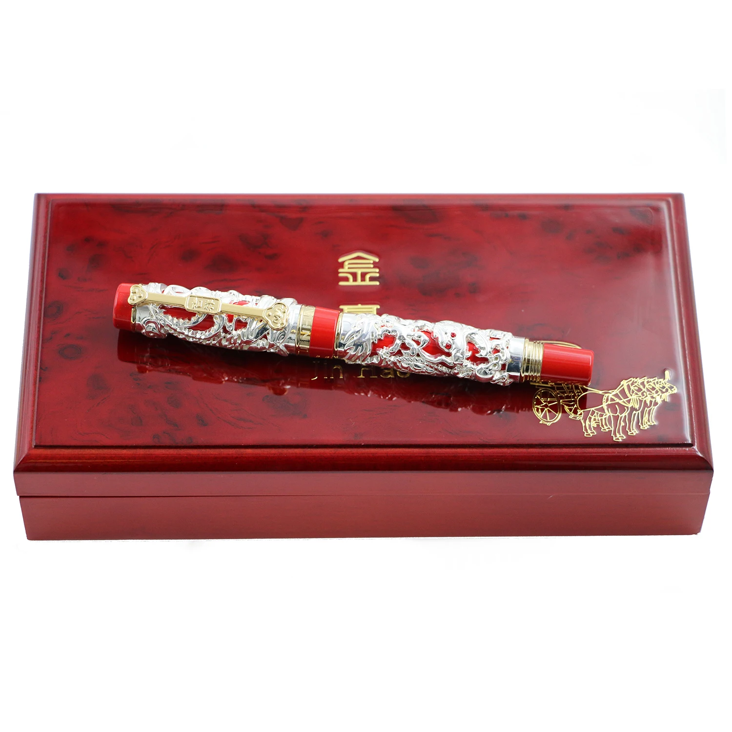 Роскошная металлическая 3D Авторучка Jinhao с изображением дракона Феникса, винтажная перьевая ручка 0,5 мм, перьевые ручки для письма, офисные, деловые принадлежности, подарок