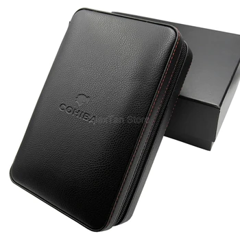 

COHIBA Cedar Wood Cigar Humidor Travel Leather Cigar Case Cigars Box For Office With Lighter Cutter Humidifier Humidor Box