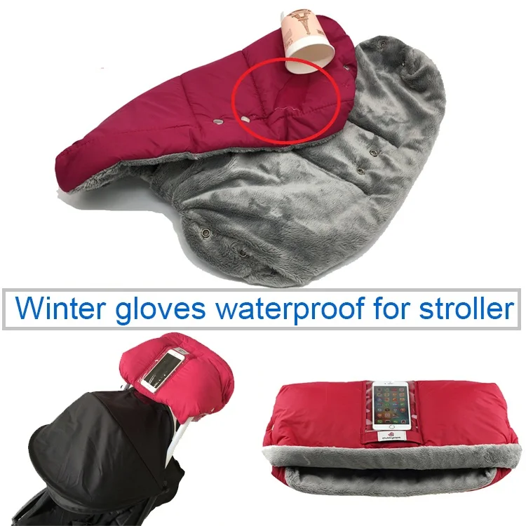 

Baby stroller accessories winter warm gloves for stroller handle cotton wateproof hand cover fit yoyo yoya babysing babytime