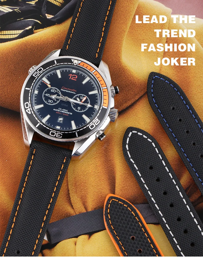 Нейлоновый кожаный холщовый ремешок для часов Omega speed Seamaster At150 19 мм 20 мм 21 мм 22 мм 23 мм ремешок для часов Blancpain Fifty Fathoms