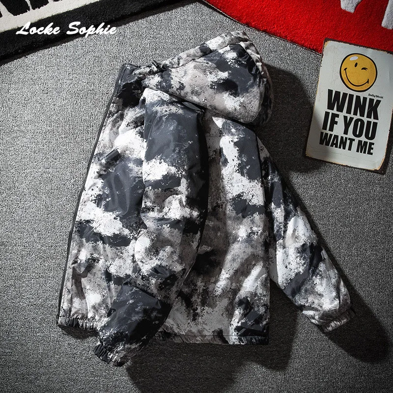 Men's Plus size wadded jackets coats Winter Cotton camouflage Hooded zipper padded Parkas Man Student jacket coats Boys