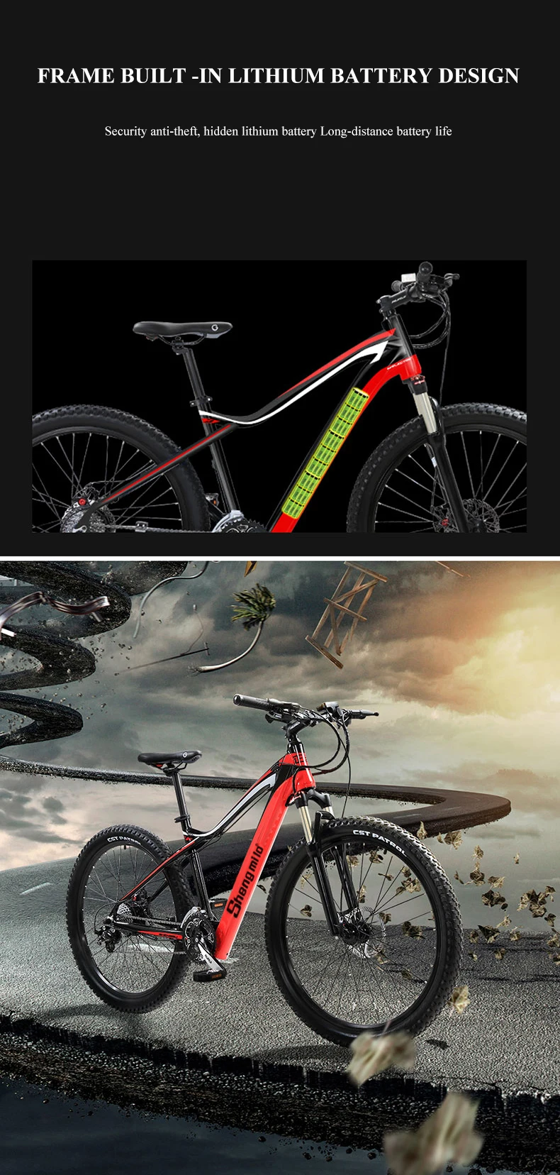 Sheng milo Электрический велосипед Ebike 27,5 дюймов горный электровелосипед 48V240W двигатель гибрид литиевая батарея для электрического велосипеда 48v