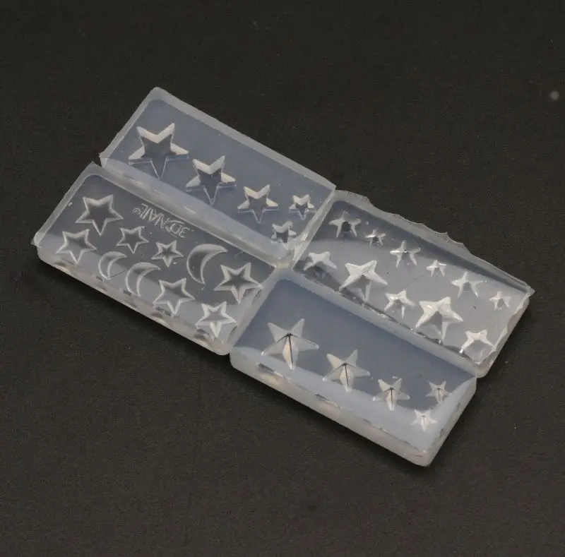 4Pcs Moon Star Nail Art Silicone Mold Template Mould Kit Resin Jewelry Mold Kit