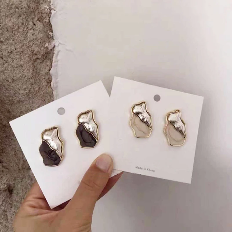 

Vintage Fashion Zinc Alloy Contracted Stud Earrings Irregular Polygon Metal Earring Retro Antique Simple Jewelry Female Brincos