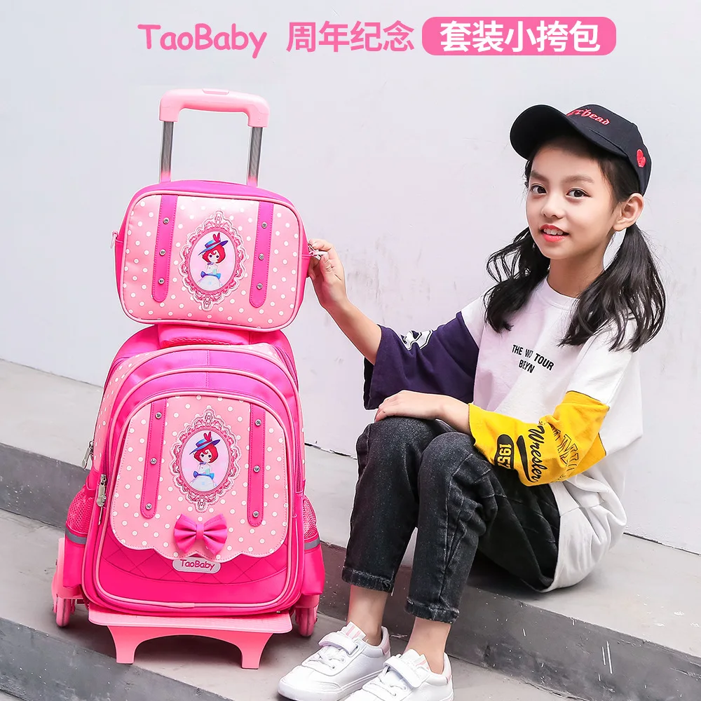 

Schoolbag for Elementary School Students Children Trolley Bag 3-4-6 Grade GIRL'S tuo la bao 6-12 a Year of Age Six-Wheeled Climb