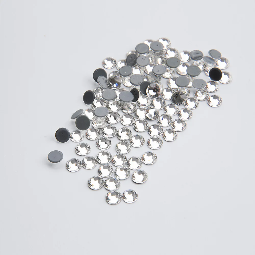 Hot Fix Glass Crystal Rhinestones Iron On Diamonds Flat Back Diamante Decoration 