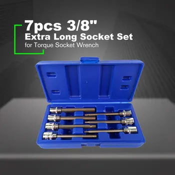 

7pcs 3/8 Extra Long Socket Set 110mm Socket Adatper for Torque Socket Wrench Hex Allen Key Screwdriver Bit Set 3-10mm