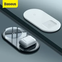 Baseus 15W Dual Wireless Charger para iPhone 11 Pro Max X XS Max XR Almohadilla de carga inalámbrica visible para Samsung Galaxy Note 10 Plus Note 9 8 S10 S9 Carga para Airpods