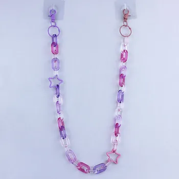 

Rainbow Candy Color Green cute Star keychain Plastic Acrylic Resin Chain Punk Hip-Hop Lanyard pants Waist Chain Summer Jewelry