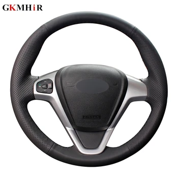 

Black Artificial Leather Hand-stitched Car Steering Wheel Cover for Ford Fiesta 2008-2017 EcoSport 2014-2017