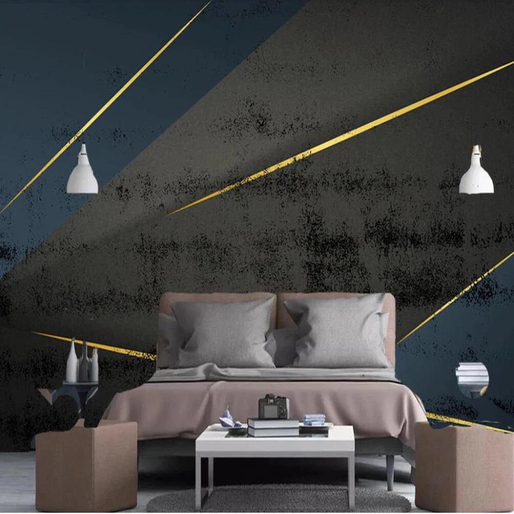 

Drop Shipping Custom 3D Wallpaper Mural Nordic Minimalist Personality Abstract Geometric Line Square Wall Decoration Wallpaper