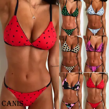 

Sexy Floral Print Bikinis Striped Patchwork Swimsuit Women Bandage Bikini Set Swimwear Brazilian Beachwear New Bathing Suit